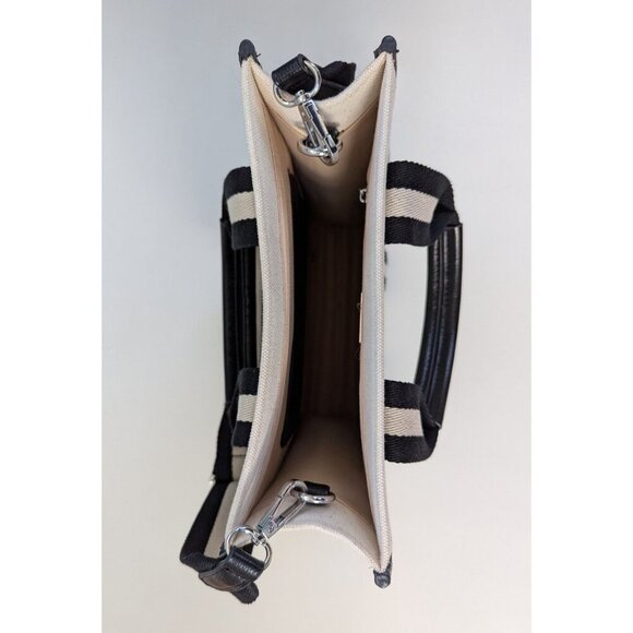 New BCB Max Azaria Canvas Bag Tote Black And Natural - Picture 8 of 12